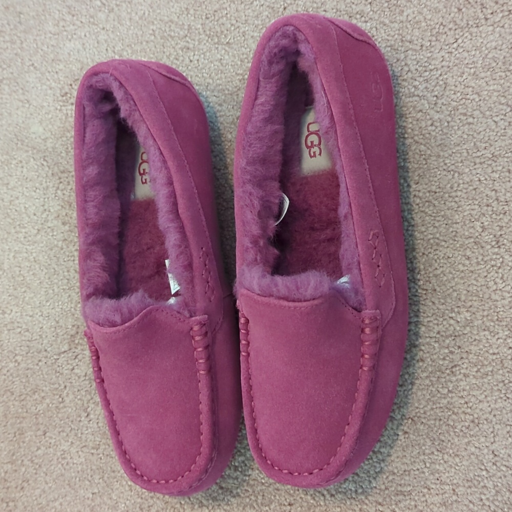 NEW UGG Australia Womens Ansley Suede Mocassin Slipper Fuchsia Pink - Picture 2 of 7